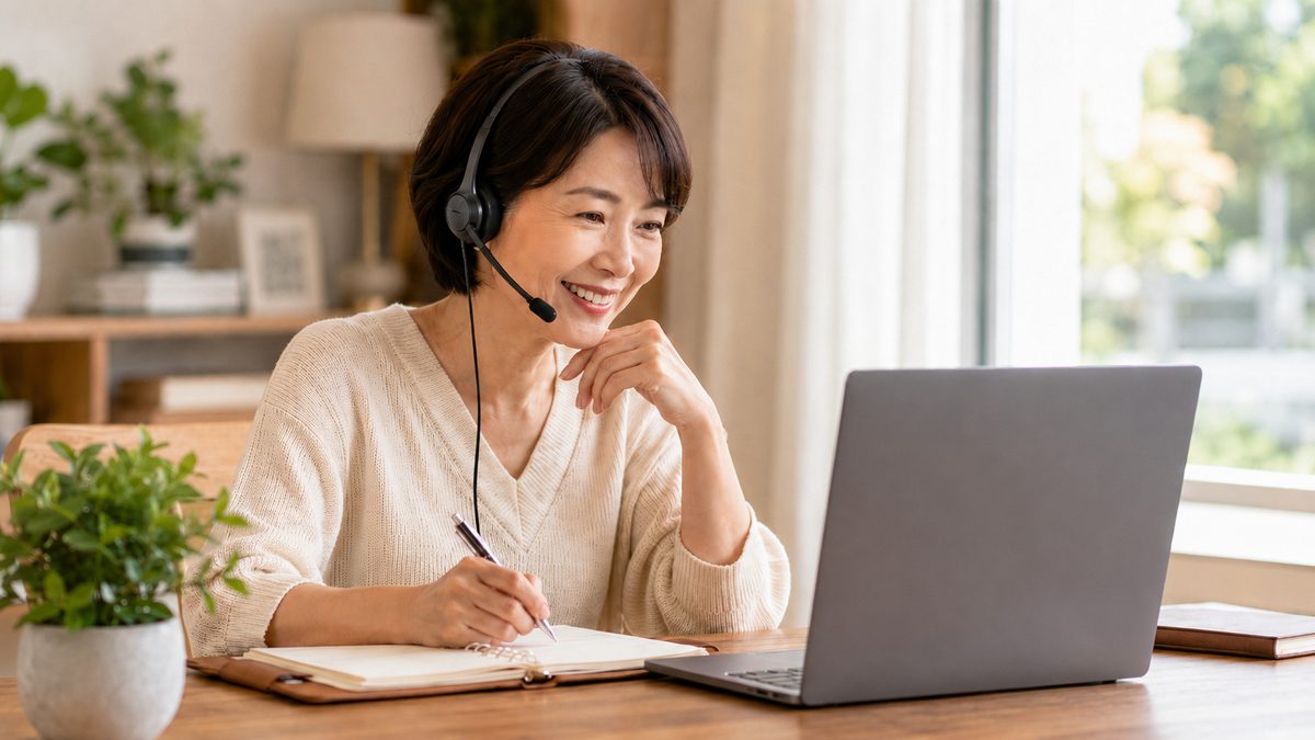 代表伴走型コーチングのオンラインレッスンを受ける社会人
