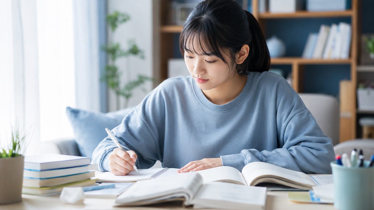 英検ライティング対策にAI添削を活用して勉強する日本人高校生