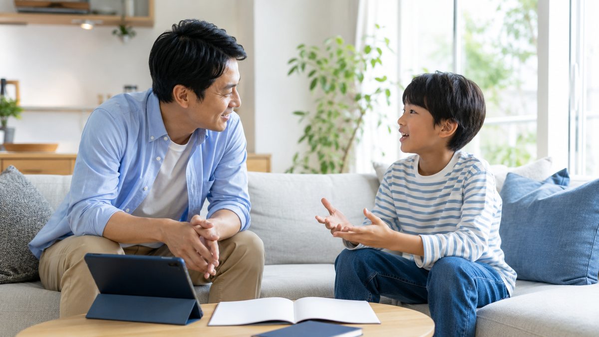 英検2級が早すぎるか子どもと相談する日本人の保護者