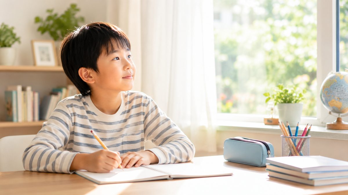 英検の結果を受けて次の目標を決める小学生