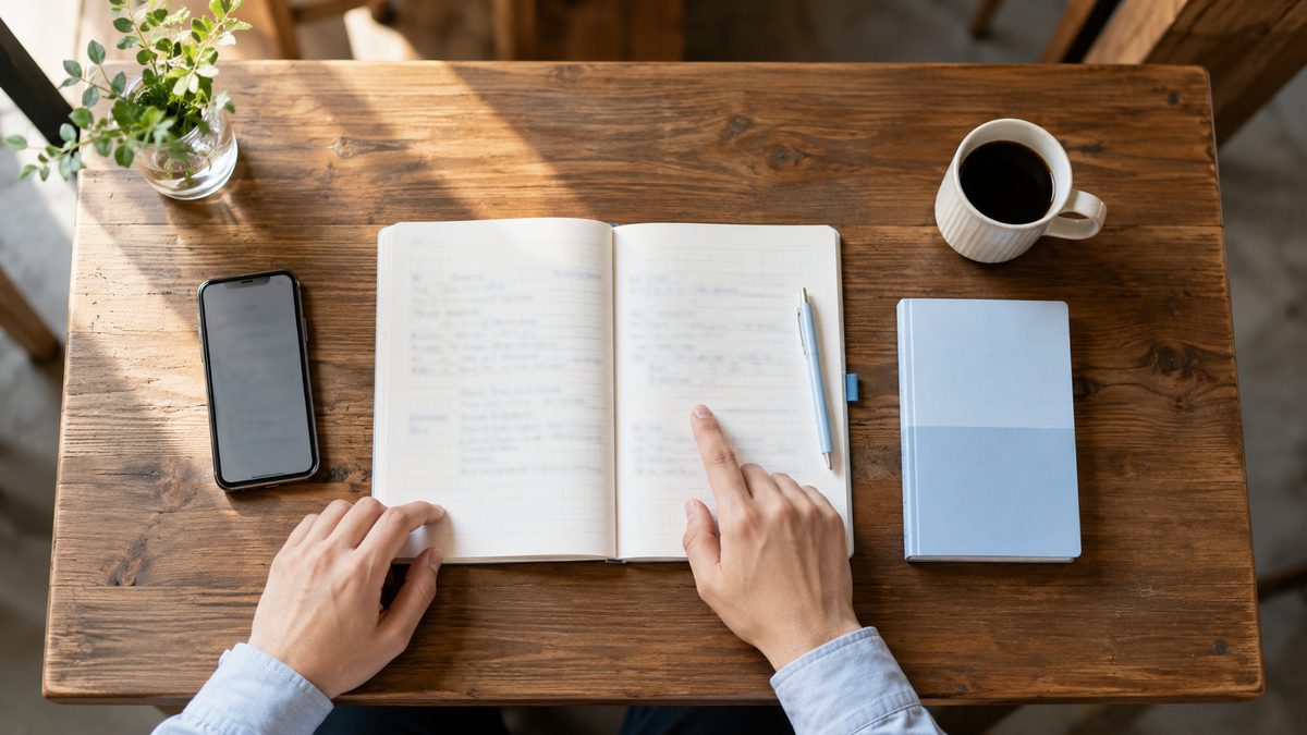 英語コーチングで挫折しやすい学習計画の立て方を見直す学習者の手元