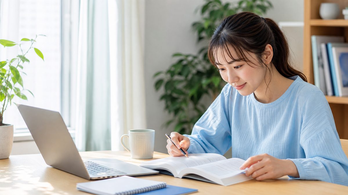 英検準1級の単語の覚え方を実践する社会人の学習デスク