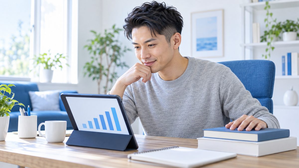 今のVERSANTスコアに合わせて教材の組み合わせを決める30代の日本人男性