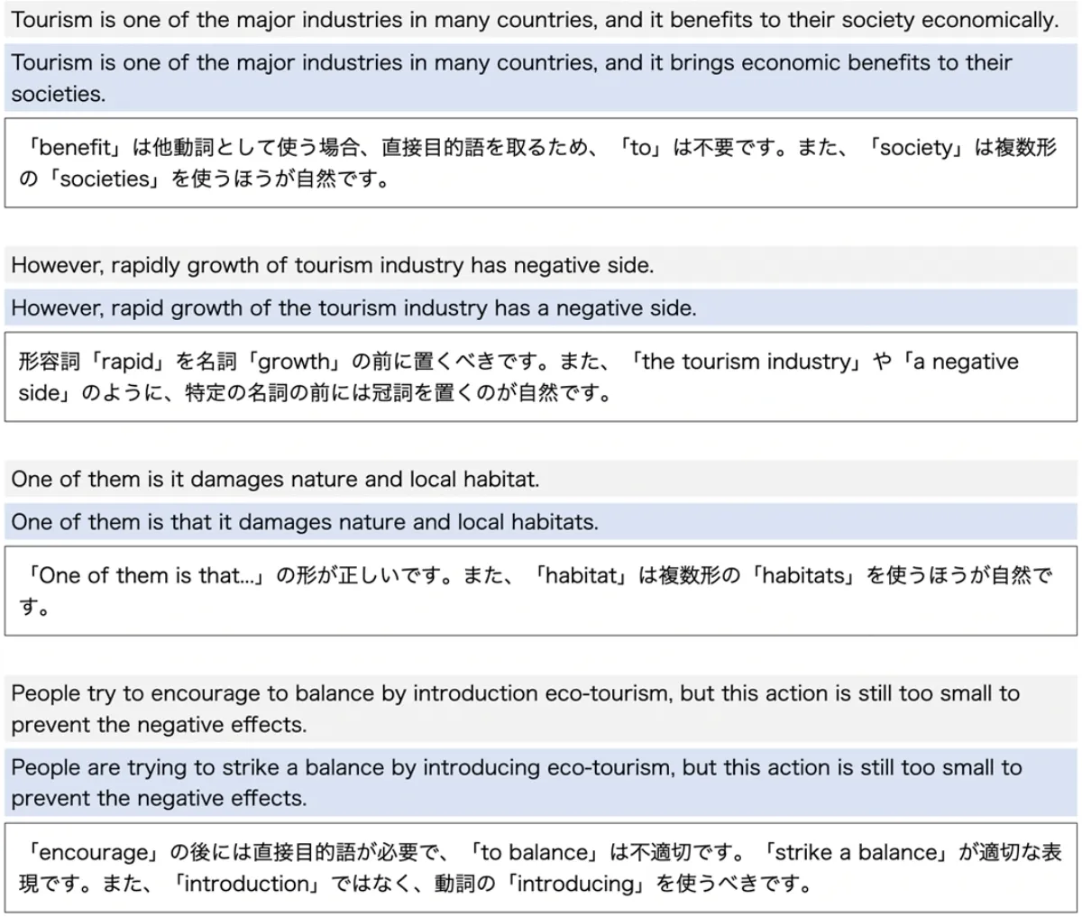 添削アドバイスのサンプル画像