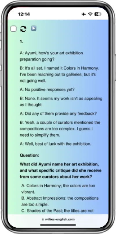 英検ミニテストのリスニング問題サンプル画像