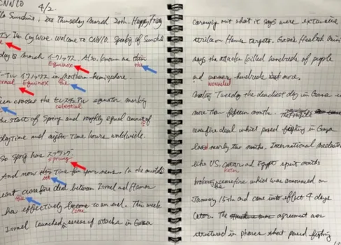 実際のディクテーションの写真